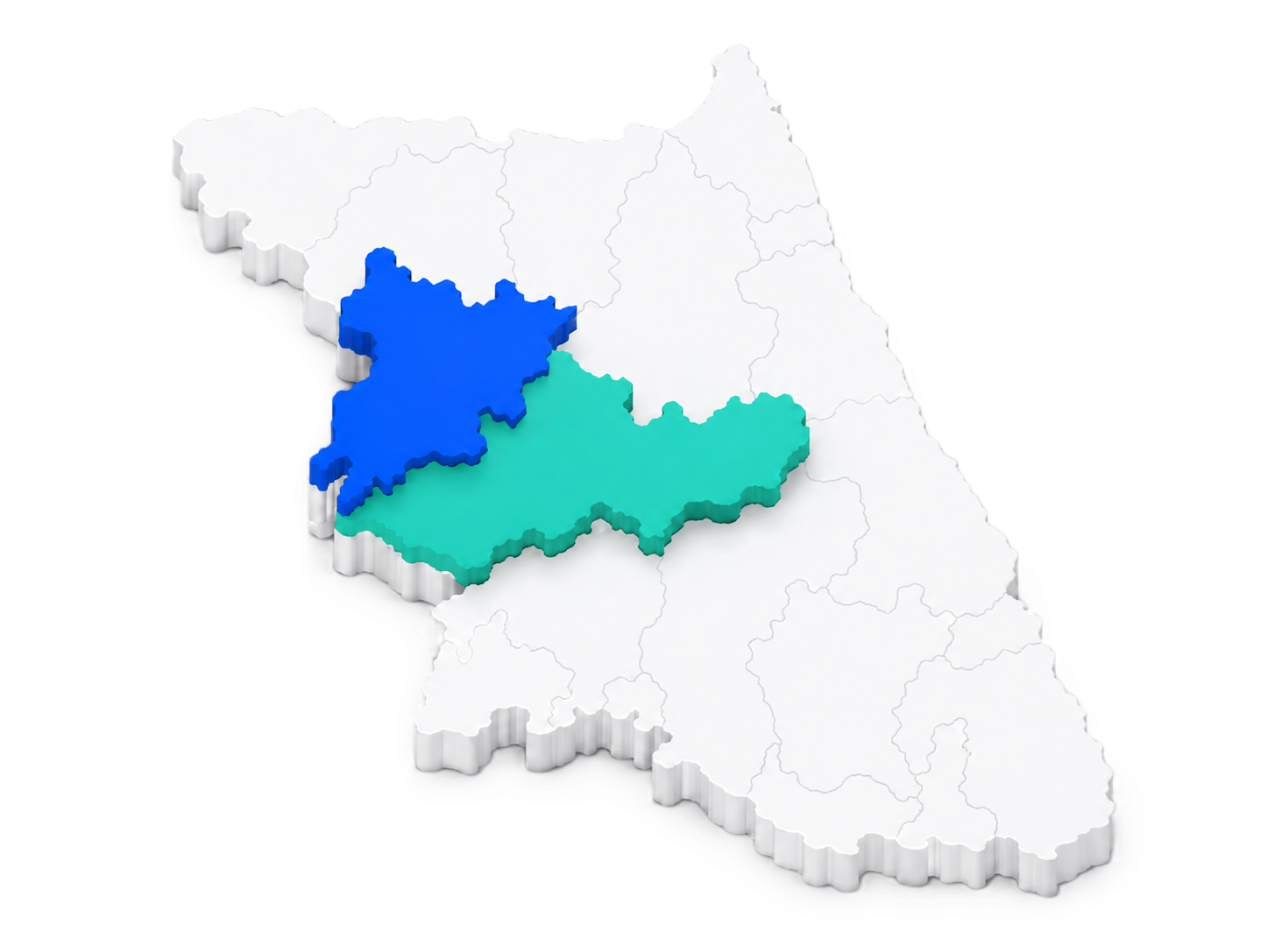 춘천시와 홍천군이 표시된 강원특별자치도